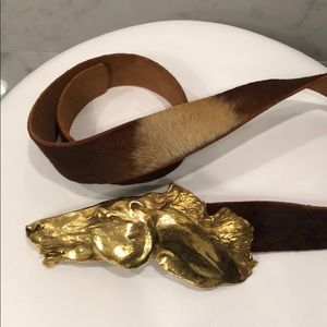 Christopher Ross Vintage 24k Wild Horse Head Belt